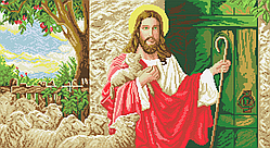 Ісус з отарою Схема повної вишивки бісером