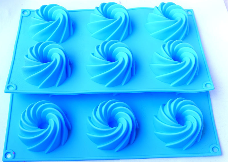 Силіконова форма для випічки 6 кексів з отвором, фото 1