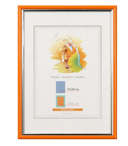 Фоторамка "LA" 10х15 №LA-014 помаранчева,срібна оторочка(20), фото 1