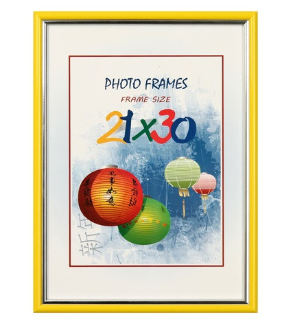 Фоторамка "LA" 10х15 №LA-015 жовта,срібна оторочка(20), фото 1