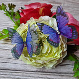 Метелики із шифону. Капустниця фіолетова з чорним малюнком., фото 2