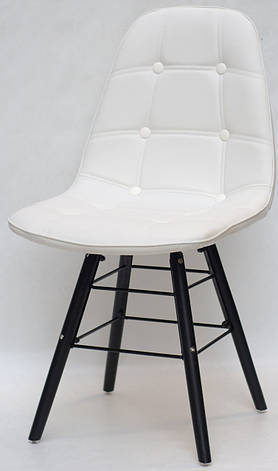 Стул Alex Q - BK Eames белый кожзам на деревянных черных ножах, фото 2