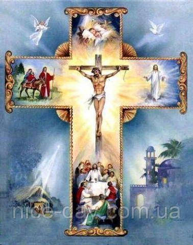 Картина для рисования камнями Алмазная вышивка "Иисус Христос на хресте" 30 на 40 см - фото 1 - id-p1233457068