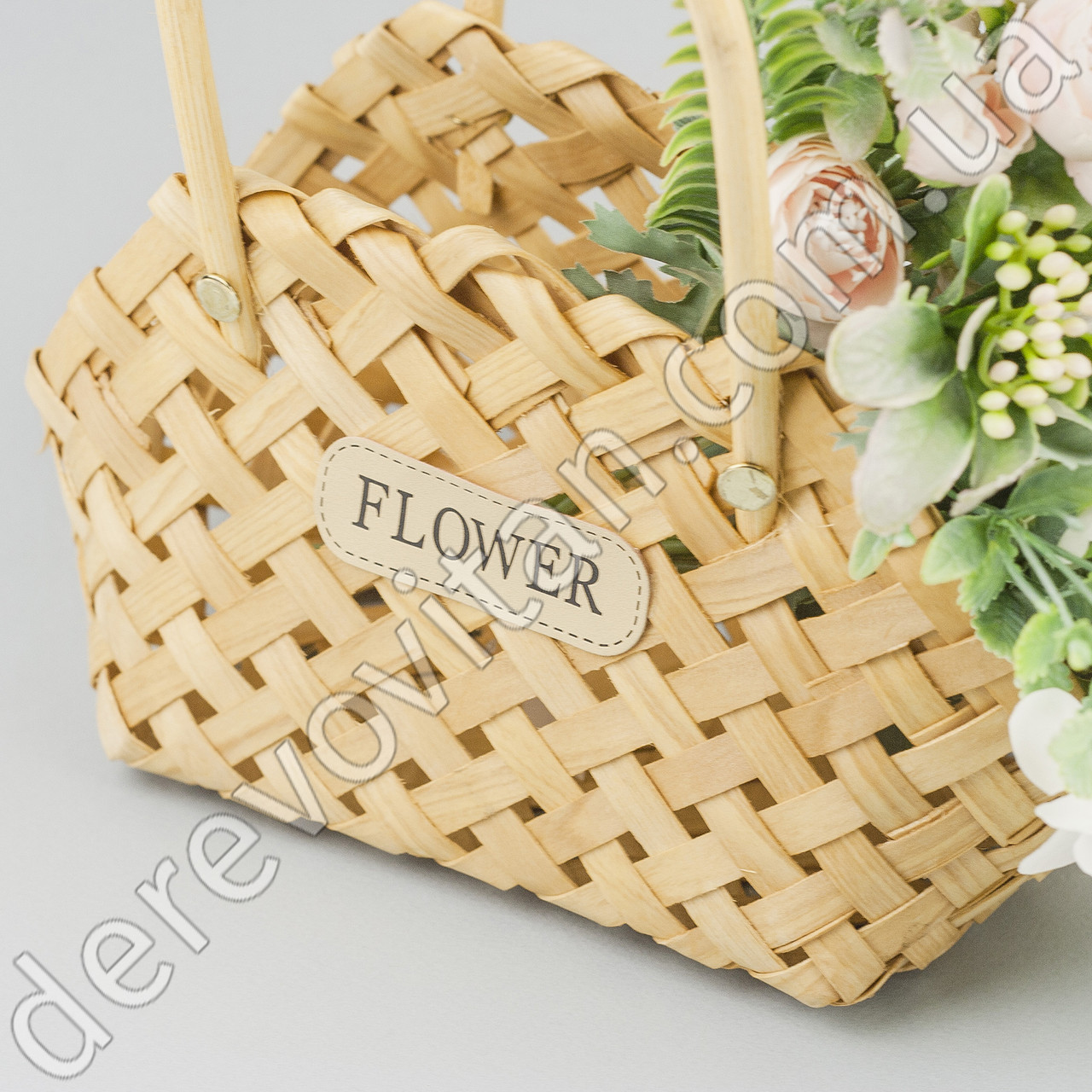 Корзинка плетеная кашпо для цветов из лыка "Flower", 11.5×23×25 см, цвет натуральный - фото 2 - id-p1233520612
