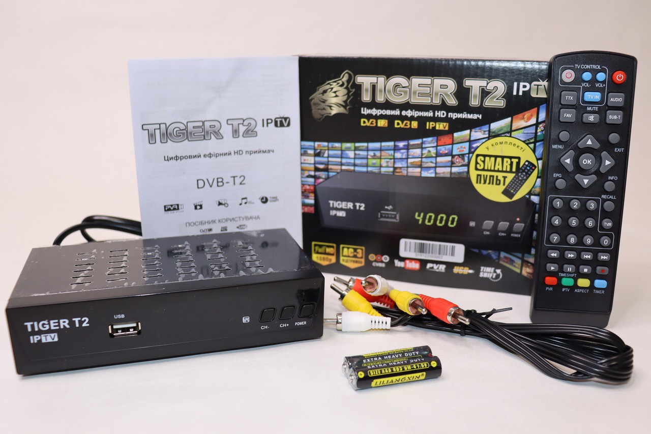 Tiger T2 IPTV тюнер Т2 + AC3 + IPTV (навчальний пульт)