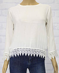 Блузка шкільна для дівчинки, з мереживом понизу, 3/4 руав, Breeze