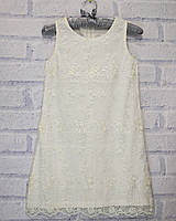Платье нарядное школьное без рукава для девочки, с гипюром, х/б Breeze (размер 140)