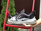 Жіночі спортивні кросівки Nike Air Max 720 модні сірі з білим і чорним, фото 5
