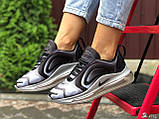 Жіночі спортивні кросівки Nike Air Max 720 модні сірі з білим і чорним, фото 3