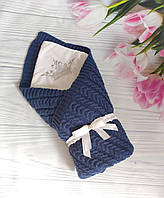 Детский демисезонный вязанный конверт на выписку конверт-одеяло весна осень плед одеяло бант резинка