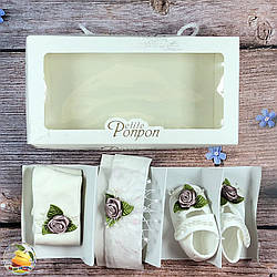 Пінетки, пов'язка і колготки Розмір: від 3 до 6 місяців (20346-8)