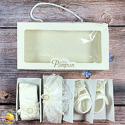 Пинетки, повязка и колготки для девочки Размер: от 3 до 6 месяцев (20346-9)