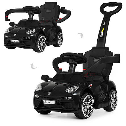 Дитячий електромобіль-толокар 2в1 Porshe M 3591L-2 Black (музика, світло, мотор 25W, акум.6V5AH), фото 1