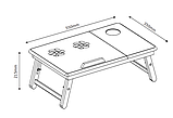 Столик дерев'яний підставка розкладний для ноутбука з вентиляцією й кутом нахилу (бамбук), фото 4