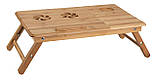 Столик дерев'яний підставка розкладний для ноутбука з вентиляцією й кутом нахилу (бамбук), фото 3
