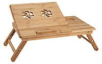 Столик деревянный подставка раскладной для ноутбука с вентиляцией и углом наклона (бамбук) bobi