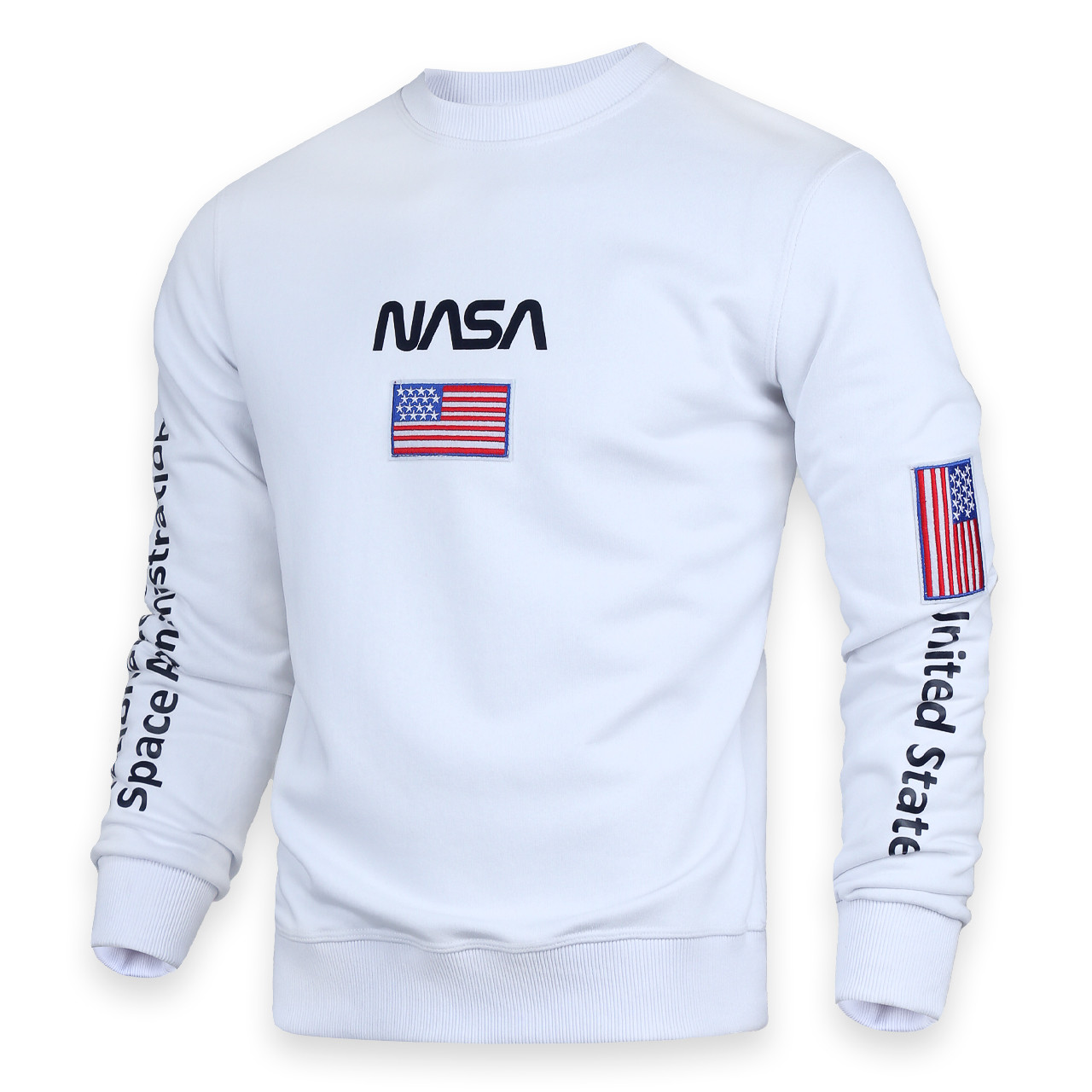 Світшот чоловічий білий NASA No5 патч, рис на рукавах WHT XL (Р) 20-522-001-003