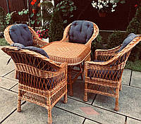 Мебель плетеная из лозы с 4 креслами | Мебель из лозы плетеная с квадратным столом |мебель плетеная