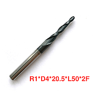 Фреза конусная для ЧПУ R1*D4*20,5*50L*2F