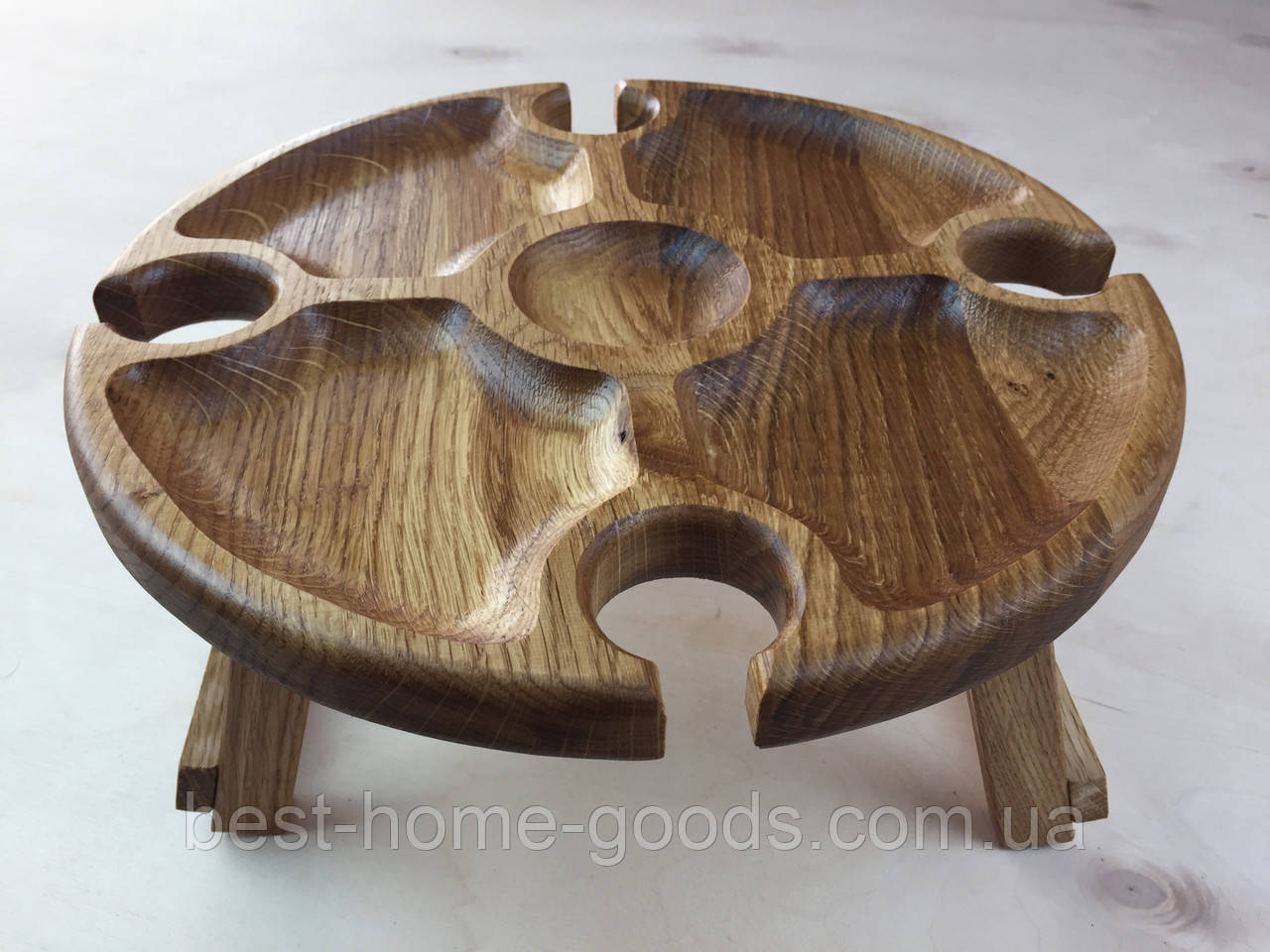 Малий дерев’яний винний столик з дуба – ручна робота, 30×14 см, фото 1