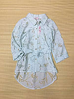 Нежная подростковая блузка-рубашка для девочек код 0180 Мята, 140