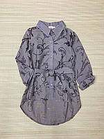 Нежная подростковая блузка-рубашка для девочек код 0180 Капучино, 140