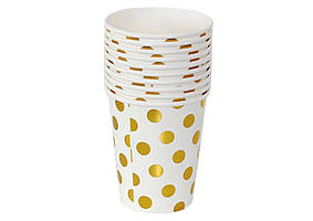 Стаканчики одноразові картонні з фольгою ООПТ 10шт золоті кружечки CP4004