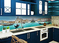 Кухонный фартук Завораживающая Венеция (скинали гондола лодки вода мосты пленка самоклеющаяся) 600*3000мм