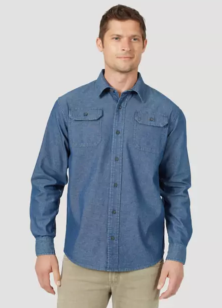 Сорочка джинсова Wrangler- Dark Denim Solid, фото 1