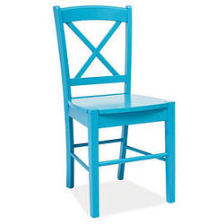 Дерев'яний стілець без оббивки Signal CD-56 для кухні блакитного кольору Польща