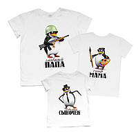 Комплект семейных футболок family look - Пингвины - футболки фэмили лук