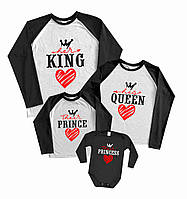 Комплект семейных футболок/регланов - King, Queen, Prince, Princess - футболки фэмили лук