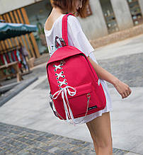 Рюкзак зі стрічками та ланцюгом червоний