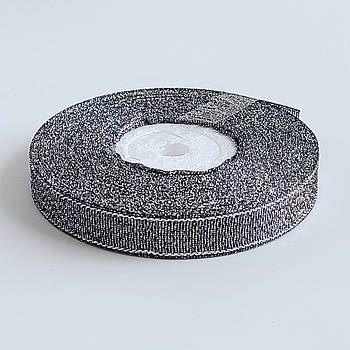 Парча стрічка Темно-сіра 1.2 см — рулон