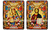 Иконы Венчальная пара "Неувядаемый цвет Пресвятая Богородица и Спаситель ,на дереве 170х130 мм