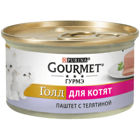 Консервований корм для котенят, паштет з телятиною,GOURMET™ GOLD, фото 1