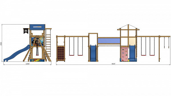 Купить деревянную детскую спортивную площадка SportBaby-13