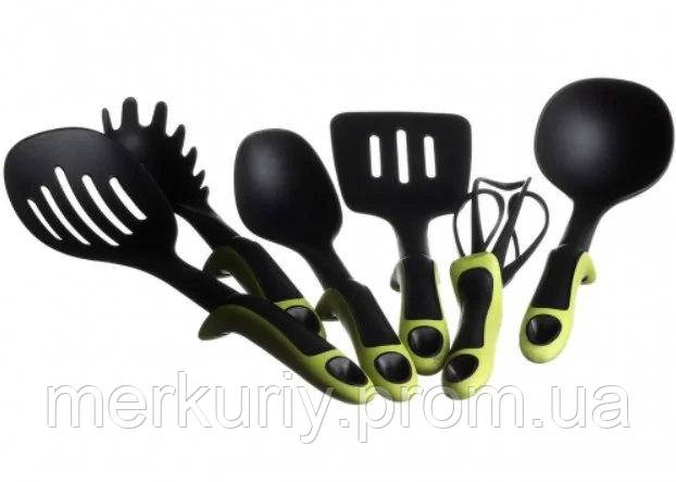 Набір кухонного приладдя Kitche Tools 7 предметів зелений | Кухонний набір з підставкою