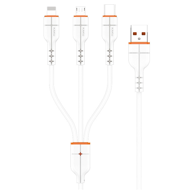 USB кабель Kaku KSC-237 3-in-1 Type-C / MicroUSB / Lightning 1m - White, фото 1