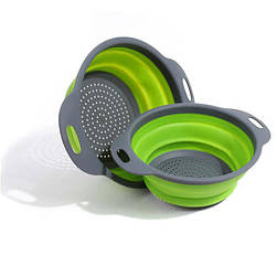 Друшляк складний силіконовий для овочів і фруктів Kitchen Craft 2 шт. зелений