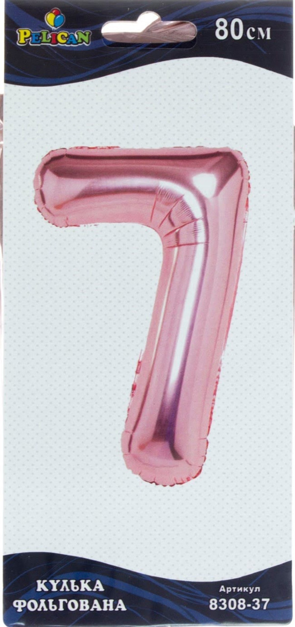 Кулька повітр. фольгована "Цифра-7" 80см рожеве золото №830837/Pelican/(1), фото 1