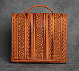 Шкіряна руда сумка‑портфель "Проект" ручної роботи, 26×23×8 см, фото 8