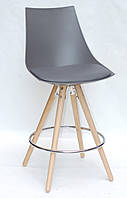 Полубарный стул Klim Bar 65 серый 21 на деревянных ножках