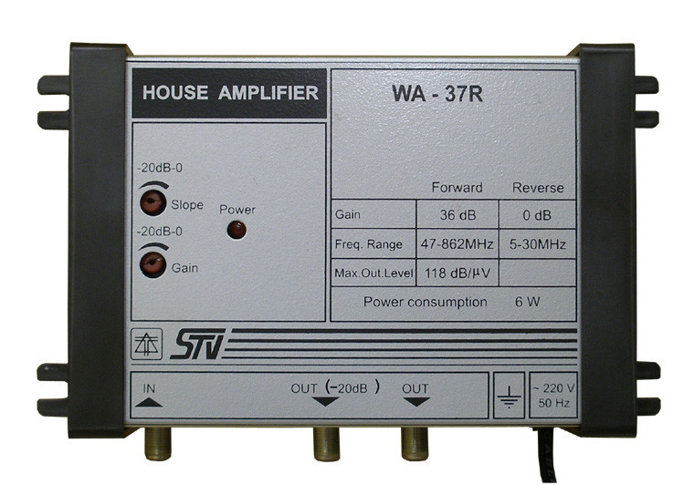 WA-37R (1 вход, 1 выход, усиление 36 дБ, выходной уровень 118дБ/мкВ, регулировки АЧХ/усиления) - фото 1 - id-p168714765