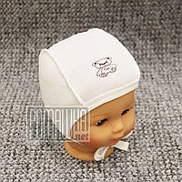 0-1 р 36 (1) трикотажний чепчик для новонароджених шапочка для малючка із зав'язками демісезонна 4045 Бжв