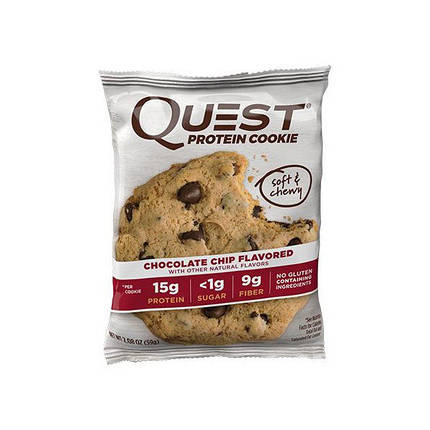 Протеїнове печиво Quest Protein Cookie 59 р chocolate chip, фото 2