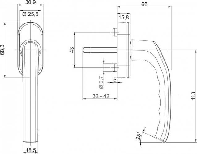 Купить Ручка оконная HOPPE Stuttgart Штутгарт Secustik штифт 32-42 мм ...