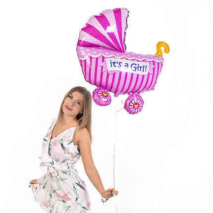 Кульки на виписку дівчинки рожева коляска "it's girl", фото 2