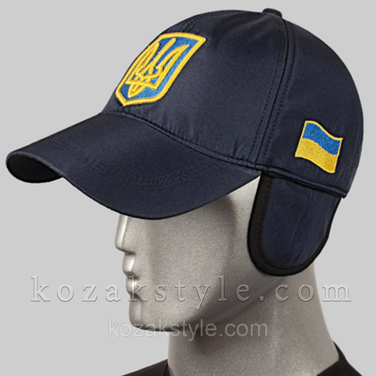 Тепла бейсболка з українською символікою (темно-синя)