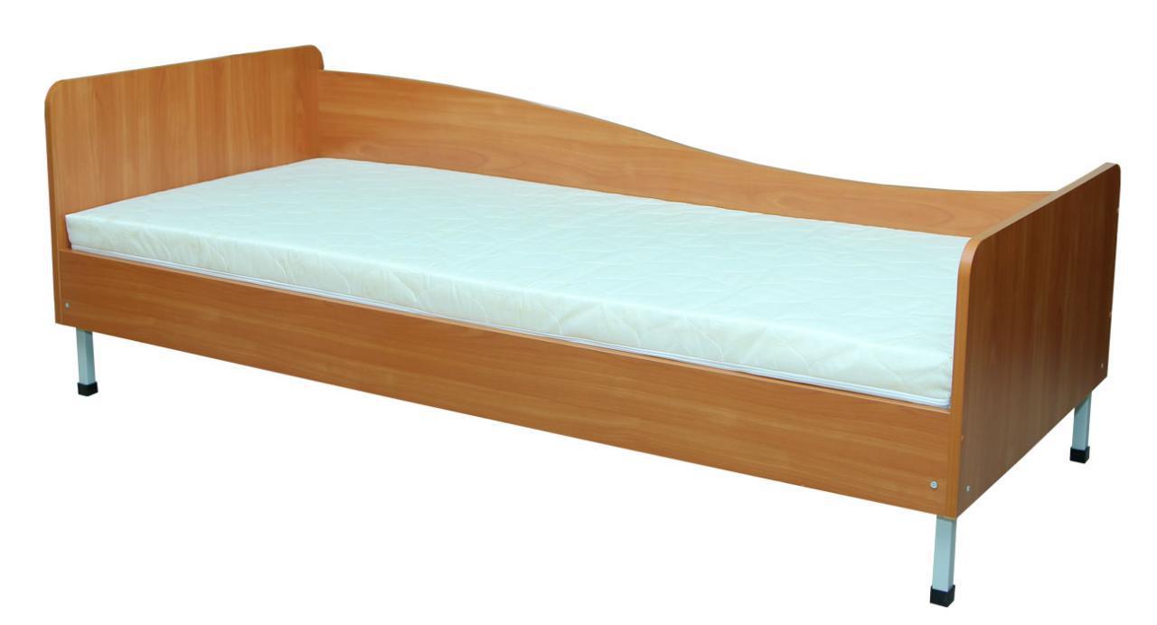 Ліжко одно-спальне з заокругленими спинками, захисна боковина ліворуч.